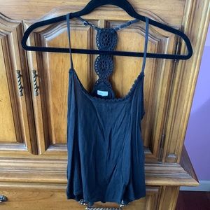 Hollister Black Linen Flowy Tank Top